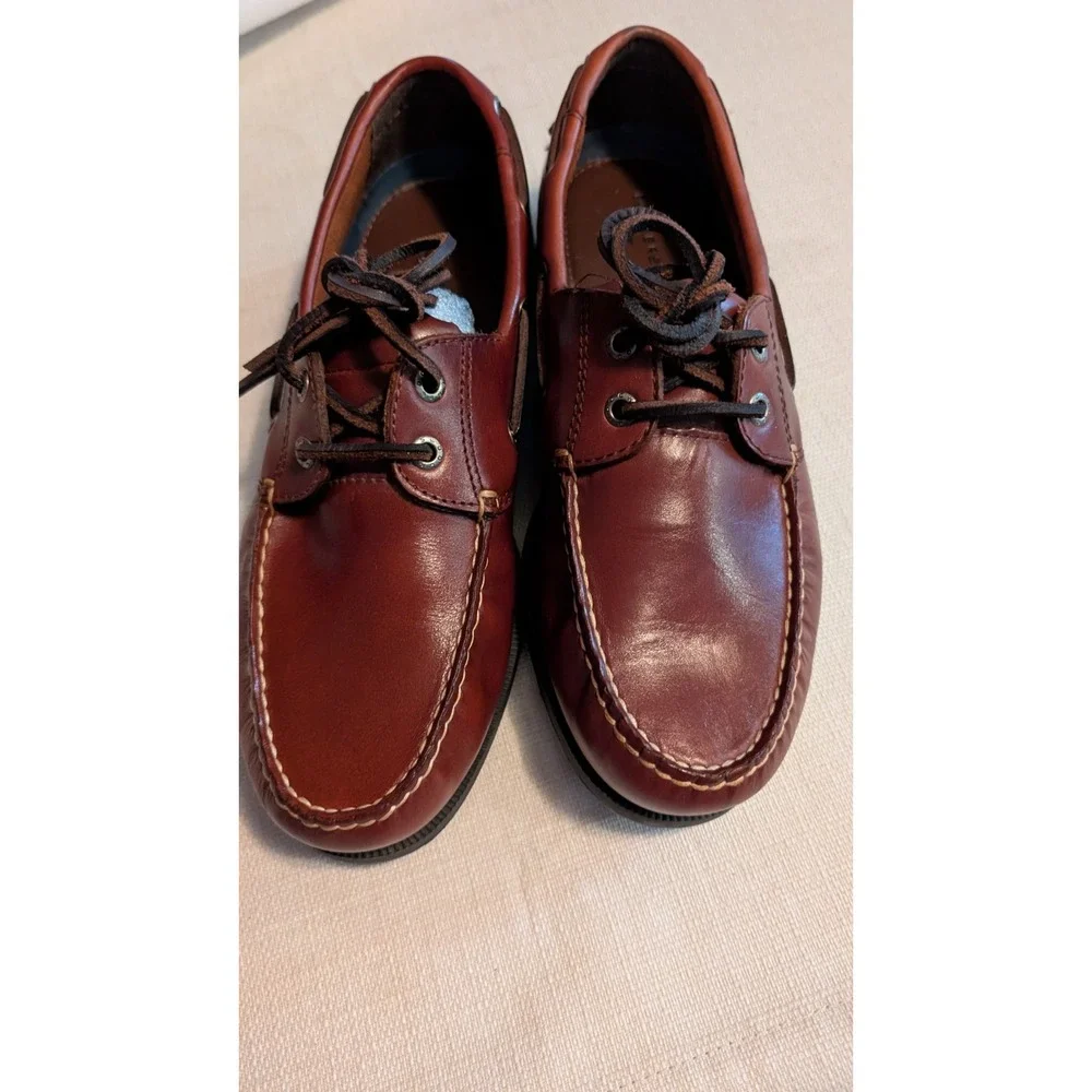 Dockers Castaway Leather Boat Lace Shoes Brown Size 9M Nautical Preppy